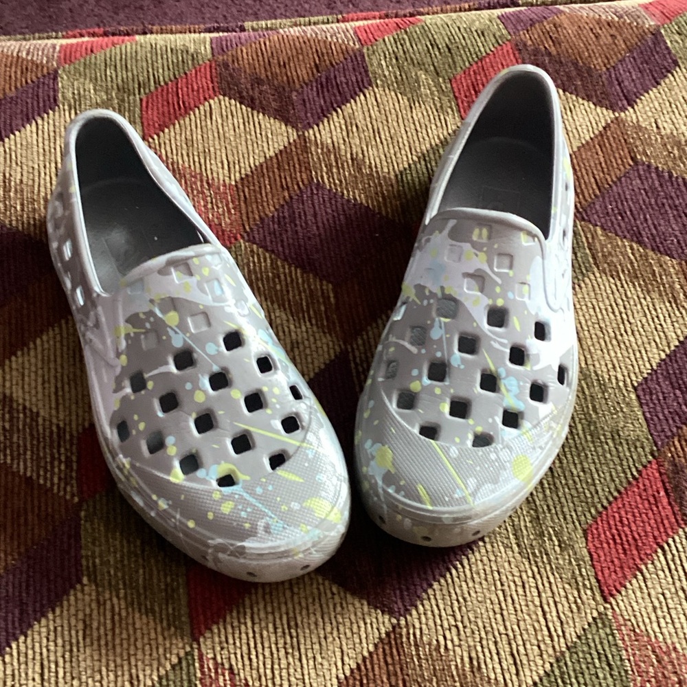 Vans Kids Gray and Yellow Slip-On Sandals